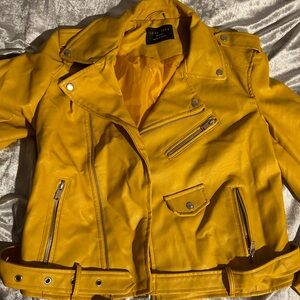 Mustard Yellow Faux Leather Jacket